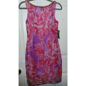 Lilly Pulitzer Pulaski Silk Beaded Dress Size 2